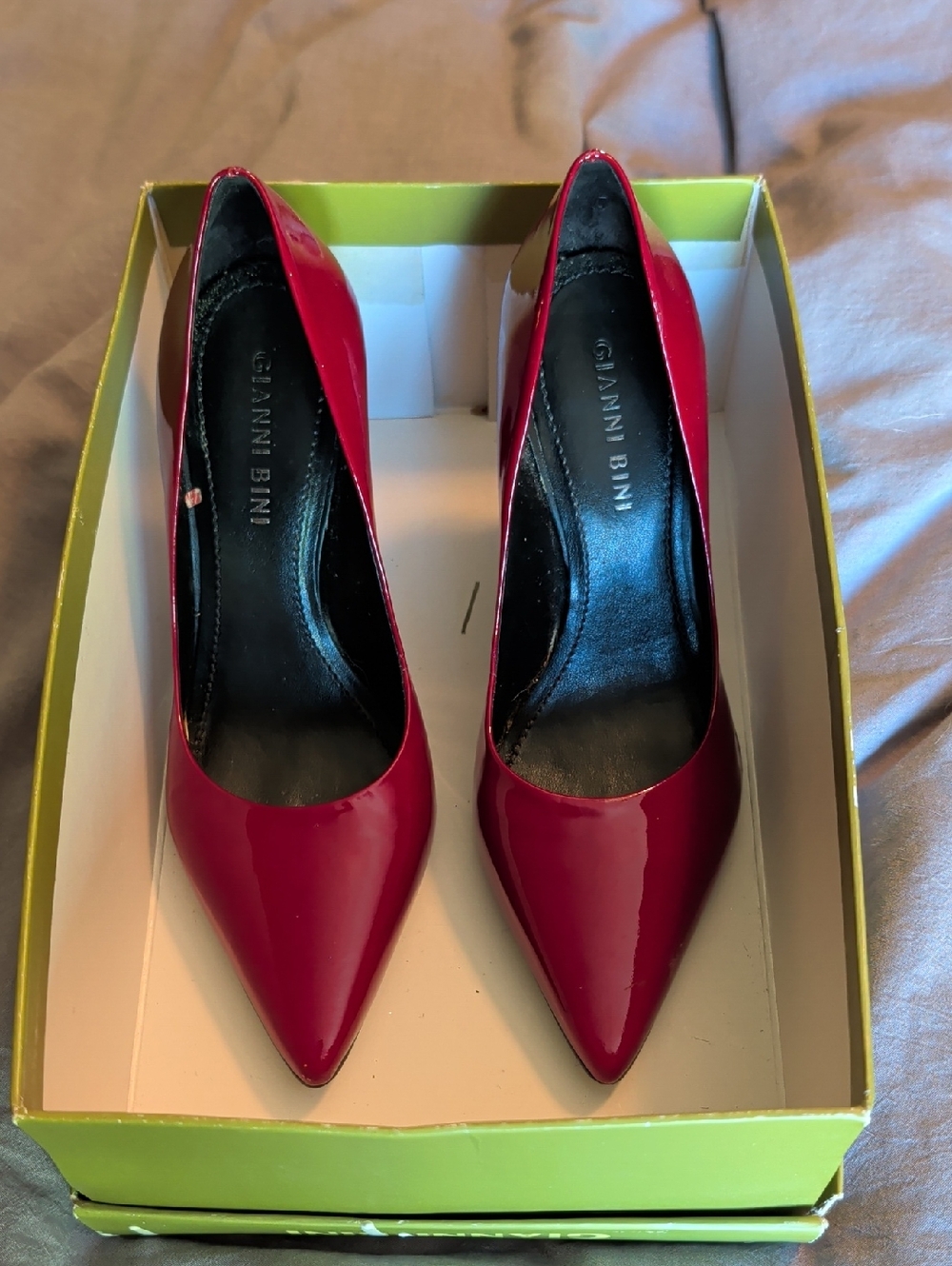 Gianni Bini Burgundy Patent Pointed-Toe Pumps